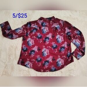 5 /$25 Chic Burgundy Floral Blouse